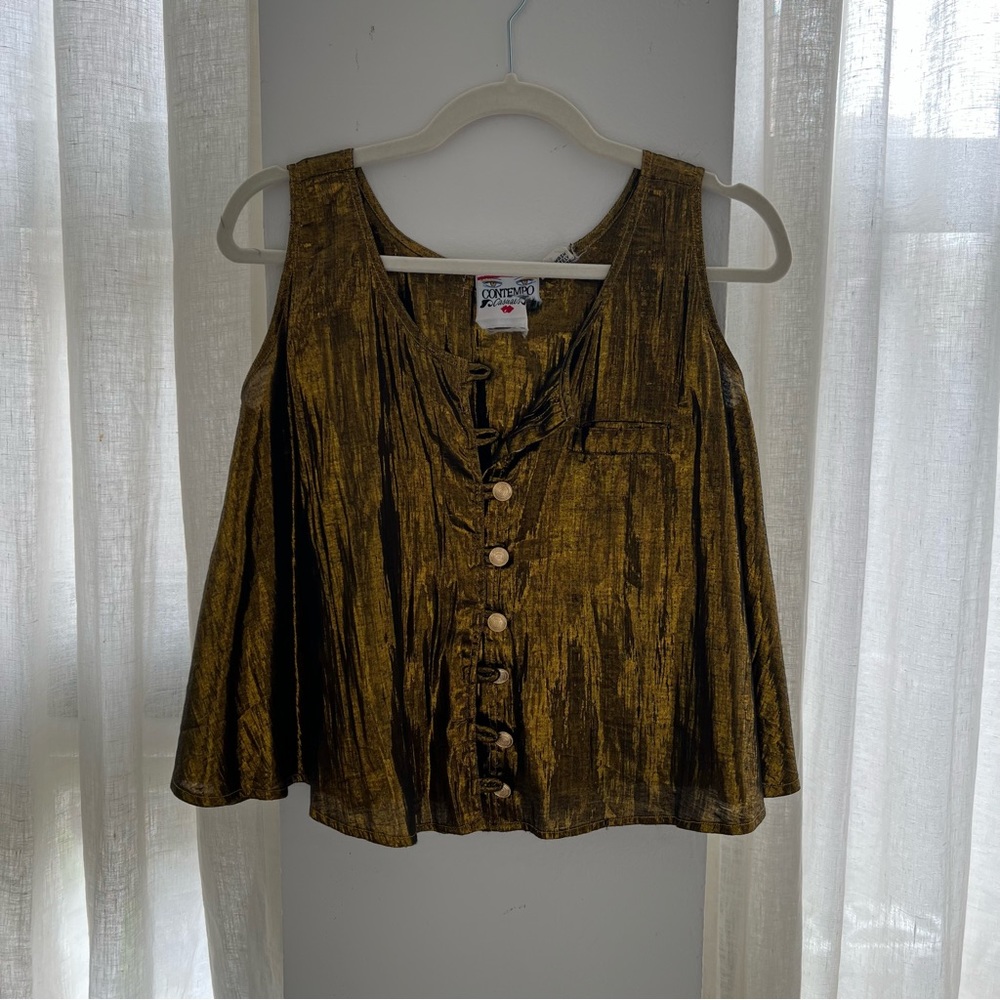 Vintage gold Metallic Contempo Casuals Blouse